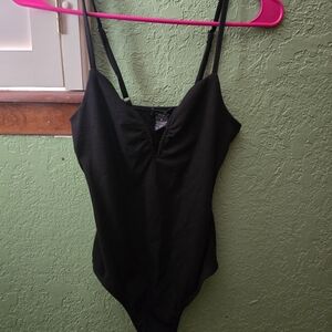 Black Ribbed Bodysuit